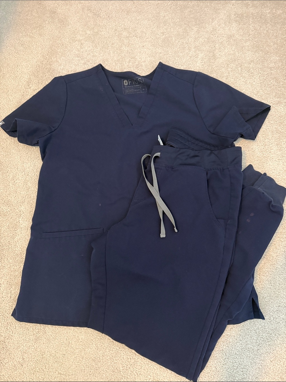 FIGS Navy Blue Scrub Top and Jogger Set